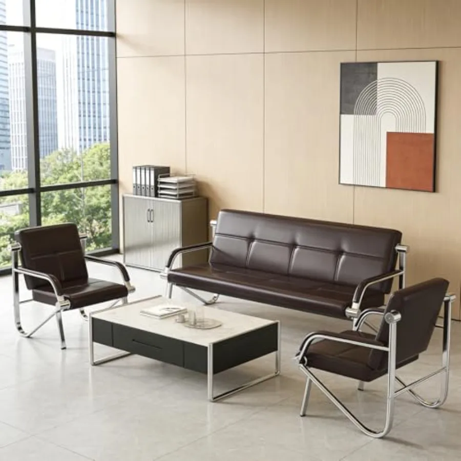

Waiting Room Chairs Upholstered Bench Seating, Office Guest Chair with Arms, Reception Furniture for Beauty Salon Barbershop Ba