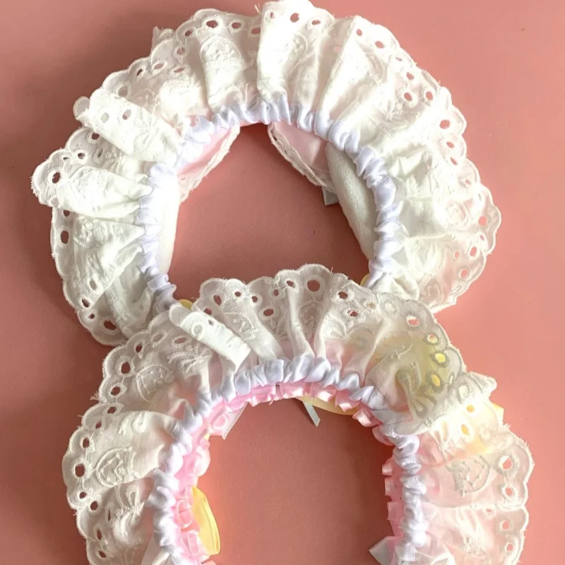 Original Handmade Pink Maid KC Headband Strawberry Cotton Lace Cute Girl Heart Bow Headpice Lolita Sweet Headdress