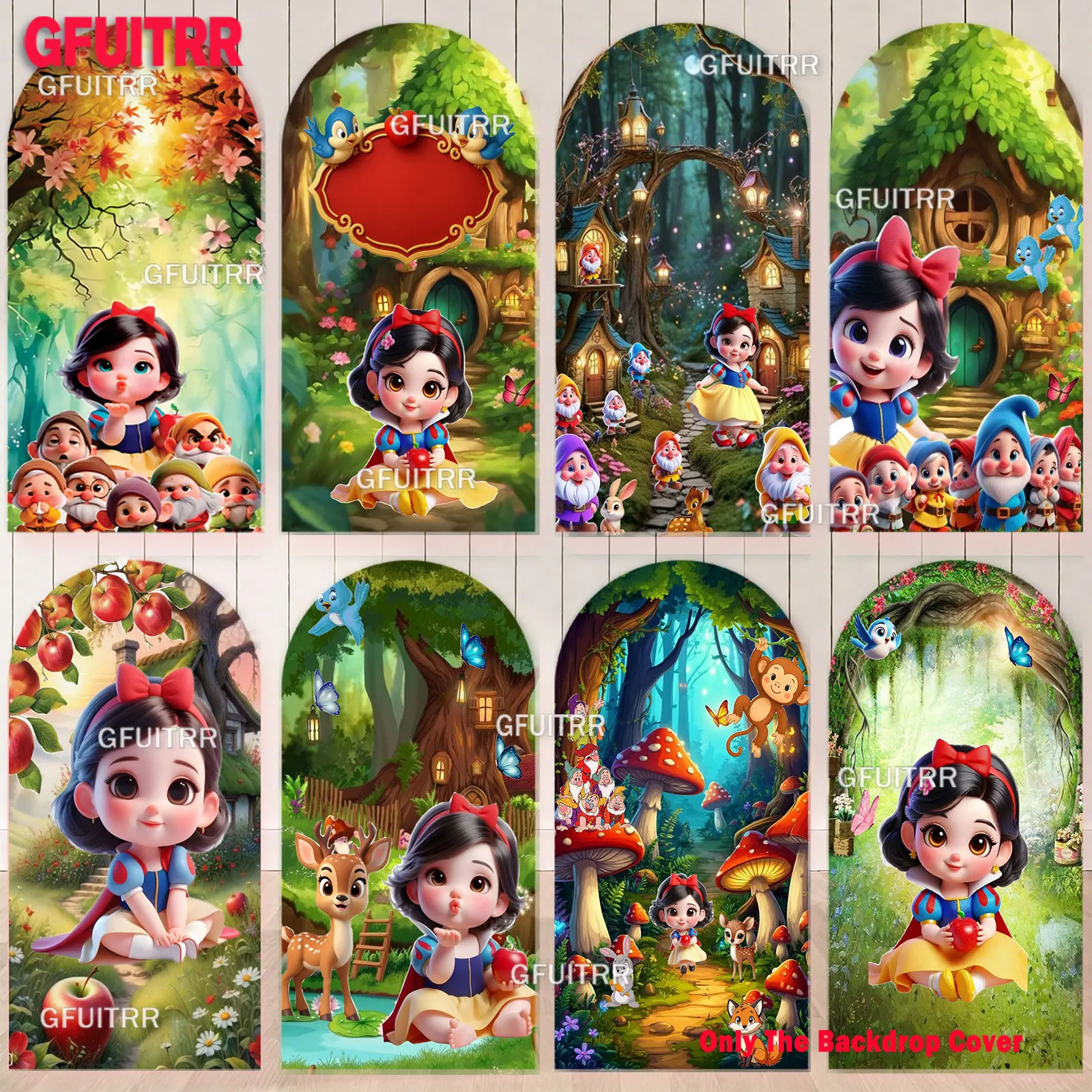 

Мультяшный фон-арка для фотосессии с Белоснежкой и семью гномами, лесной декор для девочек на 1-й день рождения, вечеринку в честь рождения ребенка, баннер для уличной вечеринки, реквизит для декора