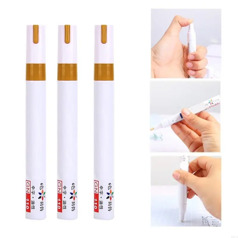 D0UA 6 PCS 페인트 펜 방수 마커 펜 오일 기반 페인트 펜 락 스톤 플라스틱 유리를위한 빠른 건조 영구 마커