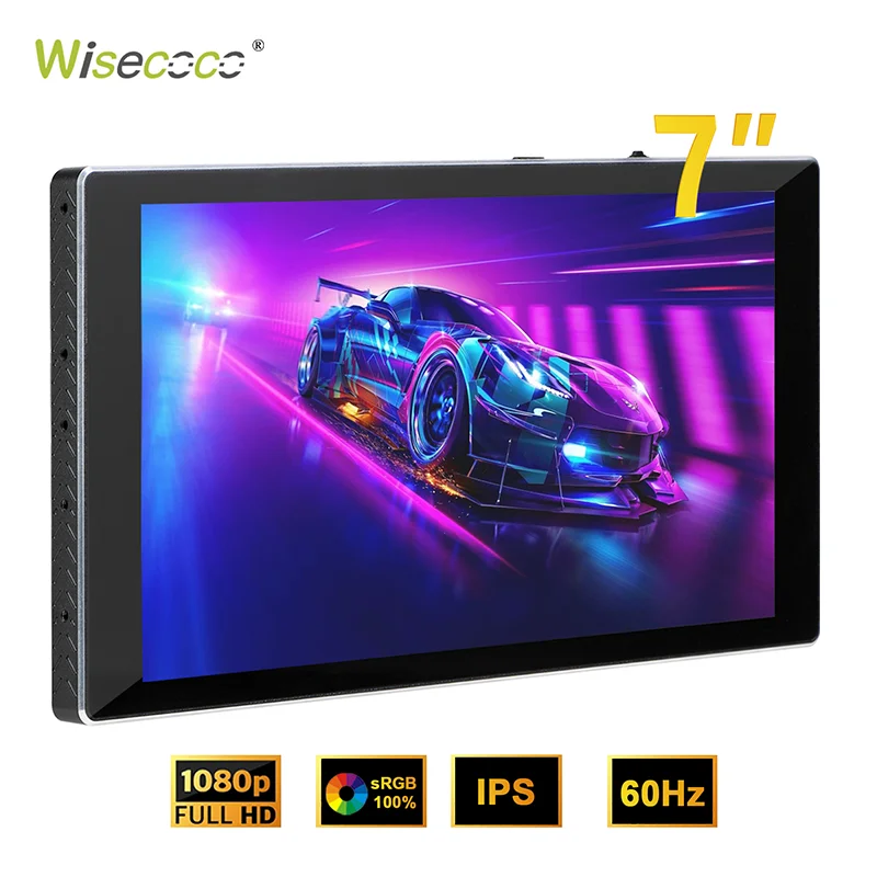

Wisecoco 7-дюймовый портативный сенсорный монитор для игрового ноутбука IPS LCD 1920x1080 FHD HDMI Type C Дисплей для ПК Raspberry Pi XBox Switch