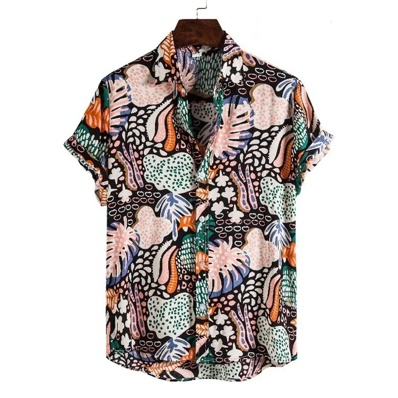 Retro 3d Print Tropical Plants Hawaiian Shirt Men Casual Fashion Beach Short Sleeve Tops Streetwear Aloha Blouse Male Clothing