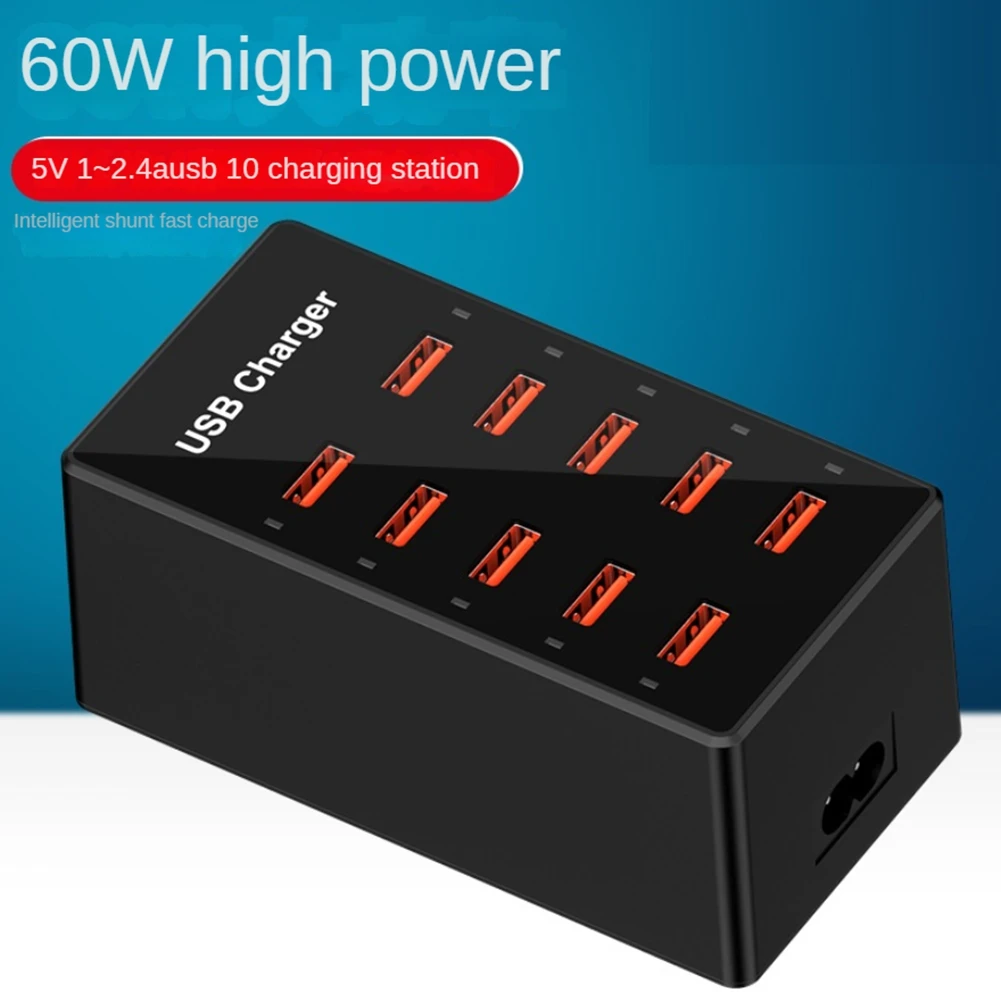 10 Port USB Charger Desktop USB Wall Charger USB Charging Station for Smartphones and Other USB Charging Devices EU