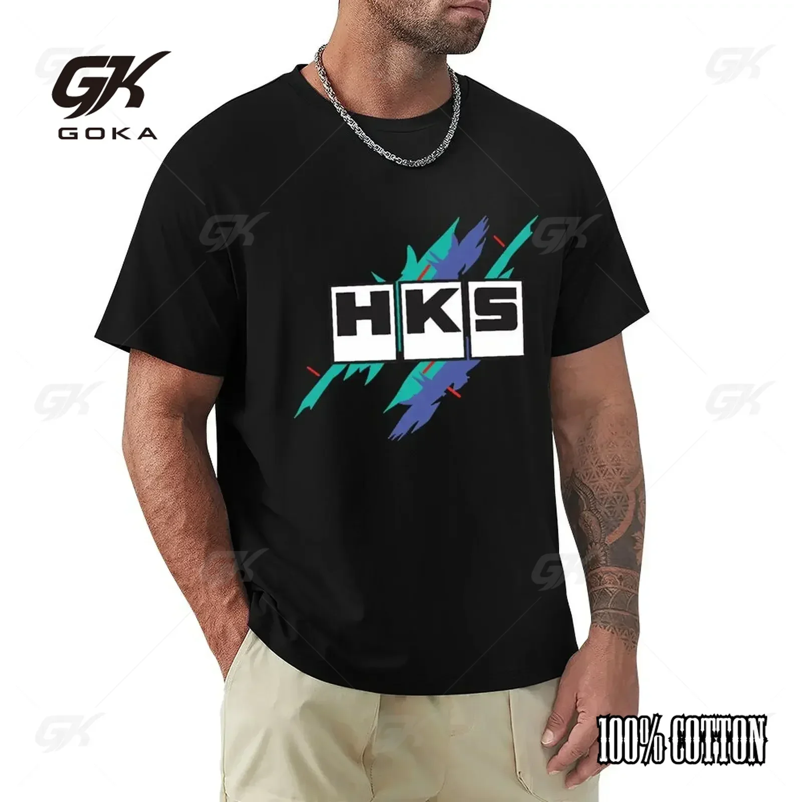 Mens T-shirt Euro Size TOPS Limited HKS Power And Sportser Performance Turbo Logo Unisex Tee-shirt Women Top Tees