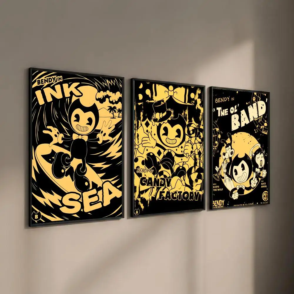 Bendy And The Ink Machine Poster Self-adhesive Art Waterproof Paper Sticker Coffee House Bar Room Wall Decor