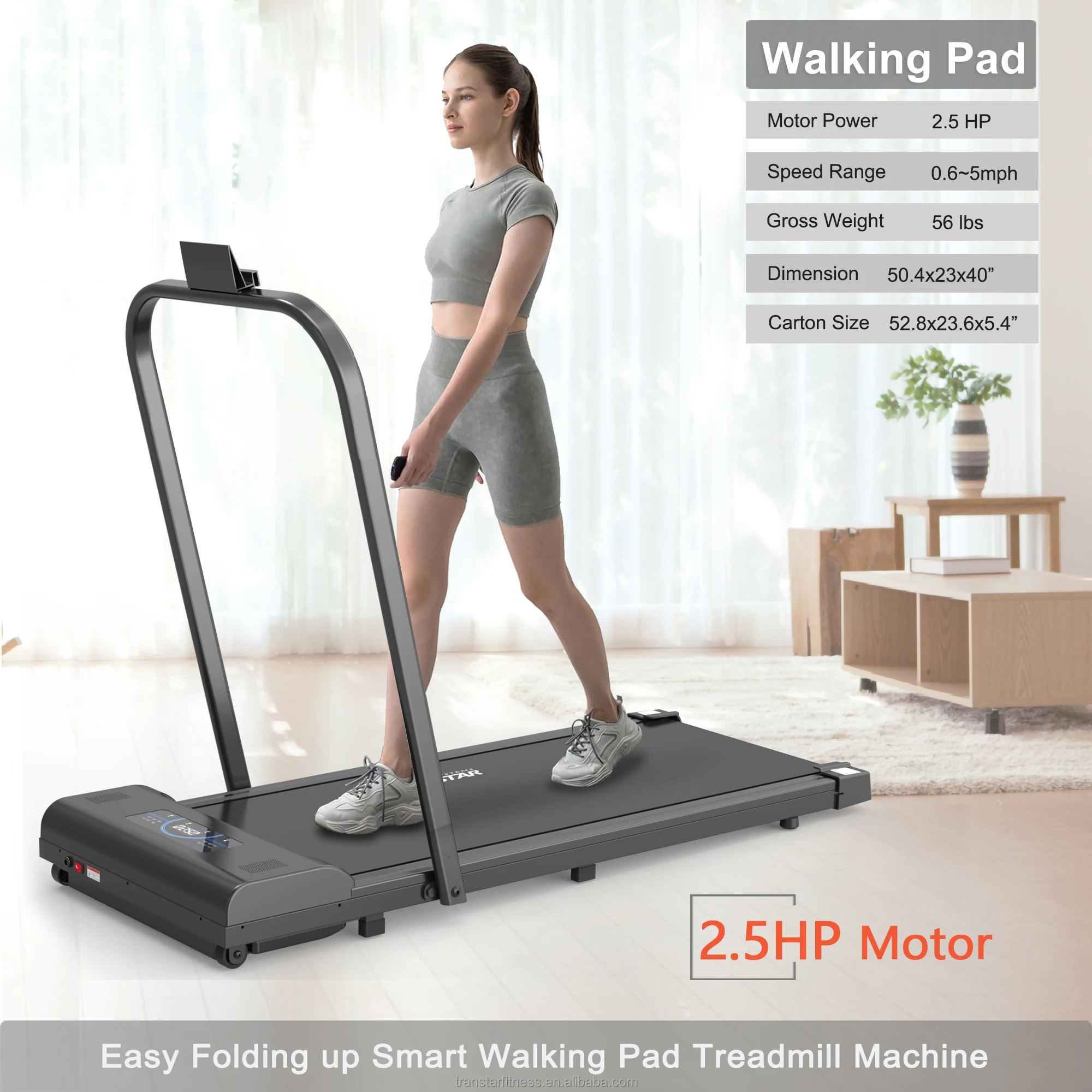 2024 New Flat Portable Treadmill Home Fitness Foldable Treadmill Small