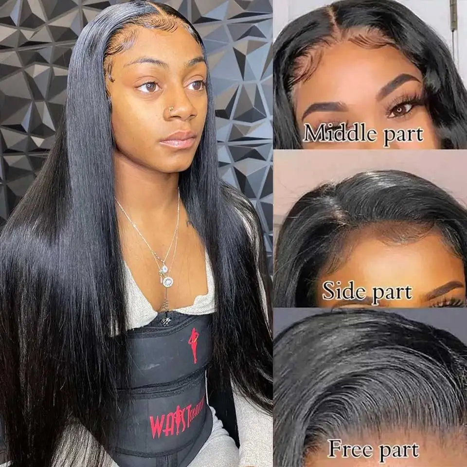 13x4 13X6 Hd Lace Frontal Wig Cheap 34 Inch Peruvian Straight Lace Front Wigs Human Hair Brazilian Bone Straight Human Hair Wigs