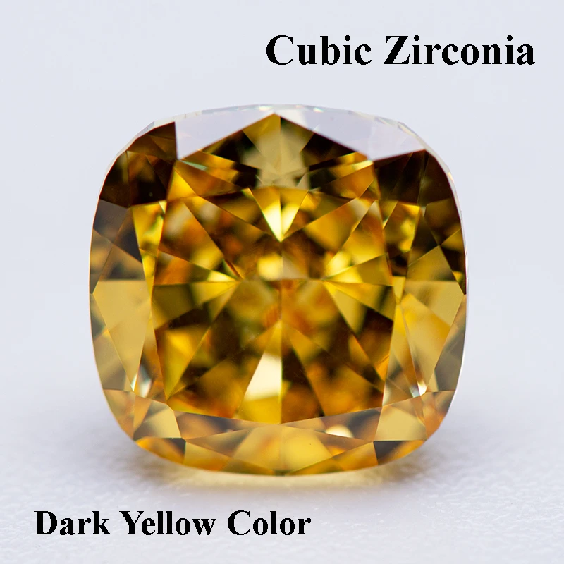 

Cubic Zirconia Crushed Ice Cut Dark Yellow Color Square Cushion Shape Charms bead for Diy Jewelry Making Material No Certificate