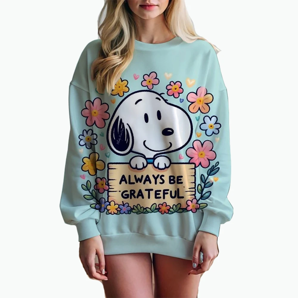 Autumn Winter Women\'s Snoopy print Pullovers Female Cartoon Long Sleeve Tops Women\'s O-neck Casual Sweatshirt