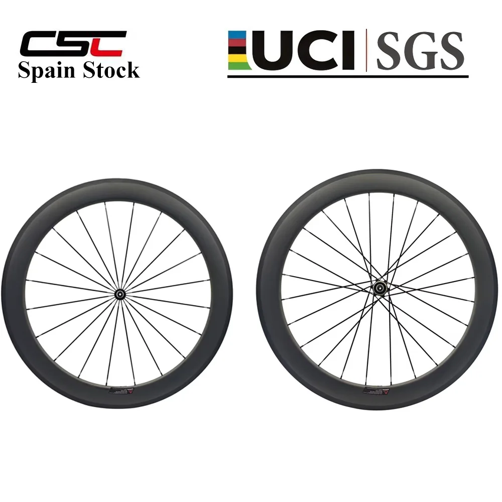 Spain Stock UCI Certificated T800 Carbon Wheels Novatec Hub 38mm 50mm 60mm Clincher Tubeless 700C Road Bike Carbon Wheelset