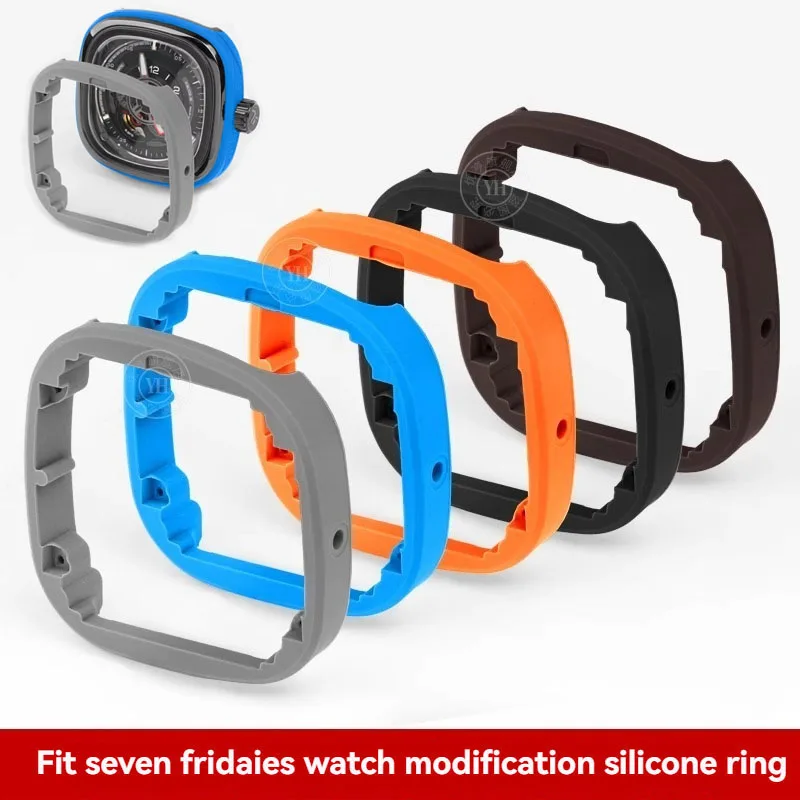 For Seven on Friday Replace Rubber Ring P1C01 P2C/01 P3C Watch Accessories Modified Case Silicone Ring with Tools Black Orange