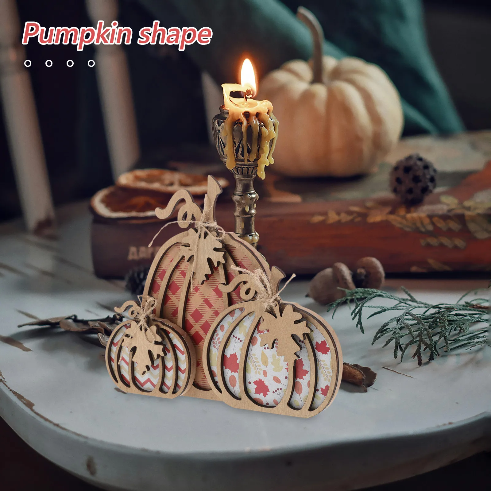 

Набор из 1 деревянной таблички-тыквы для осеннего декора стола, украшение к Дню Благодарения, деревенский декор для дома в стиле фермерского дома, осенние украшения для дома
