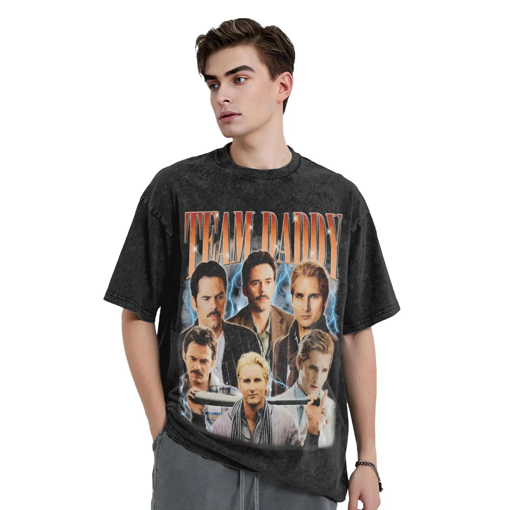 Team Daddy Carlisle Cullen and Charlie Swan Twilight T Shirt Hip Hop Washed Cotton Street T-Shirt Men Streetwear Tee Shirt