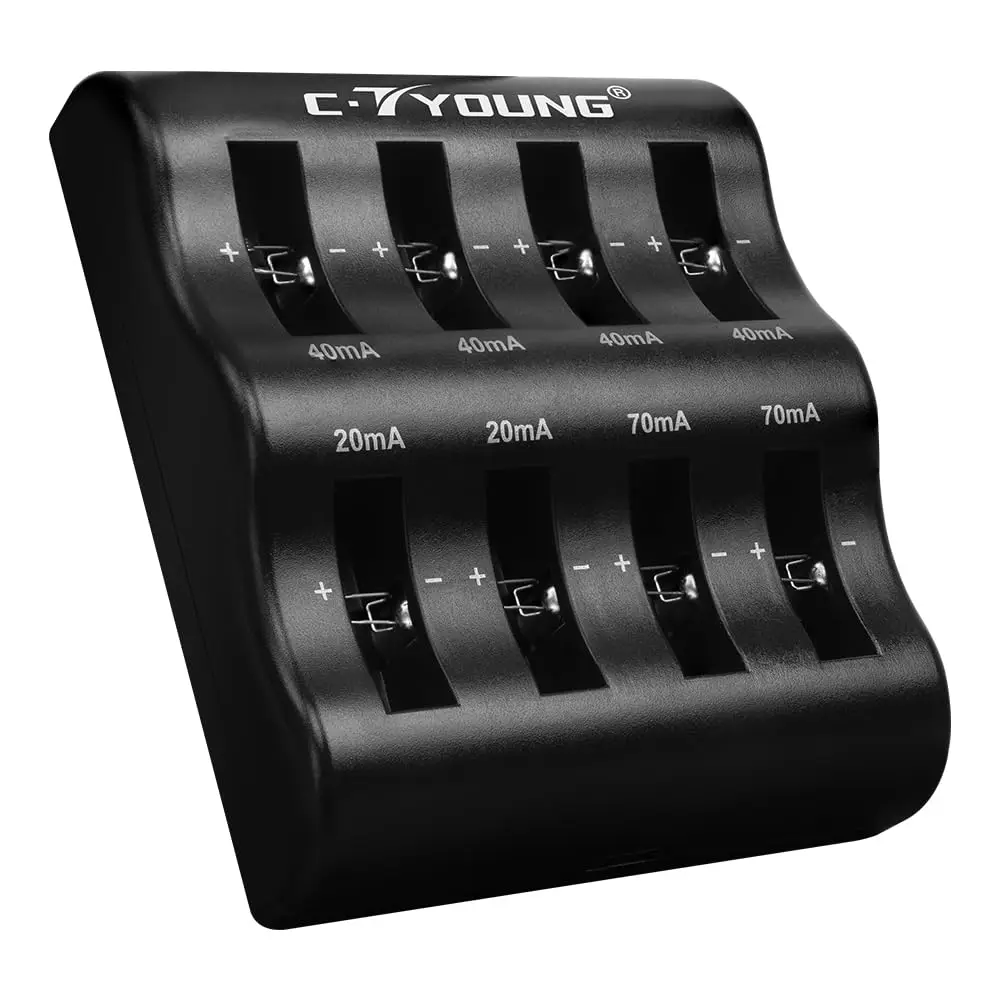 

For 1220 1240 1620 1632 2032 2025 2016 2430 2440 2450 2477 Coin Lithium Batteries 2032 Battery Charger 8 Slot Portable Charger