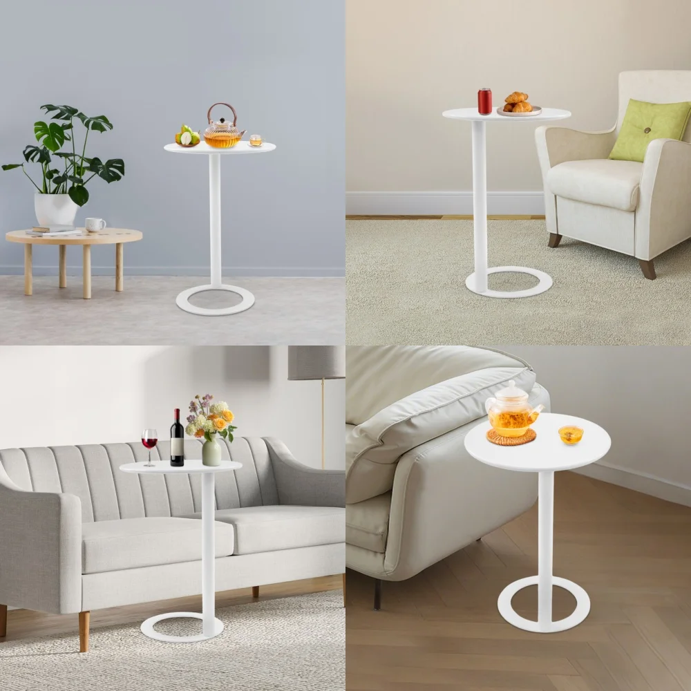 

Café TablesO shaped base round side table for small spaces perfect couch end table with modern design and durable construction