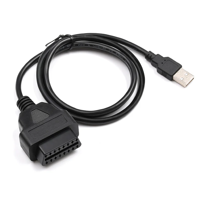 JieYuan 16Pin OBD2 To USB Port Adapter Cable Connector Diagnostic Tool Female 16Pin to USB connection cable 1M extension cable