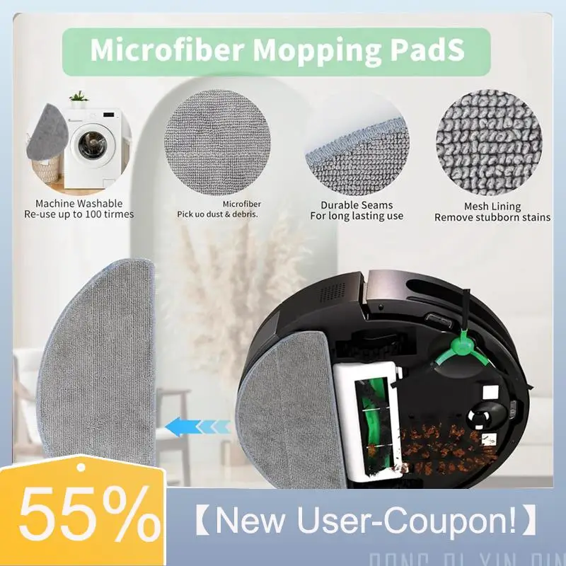 A60T New 18 PCS Kit, Replacement Parts Main Brush, Side Brush, Filter, Mop Pad For Irobot Y0140/ Y0110 Robotic Vacuums