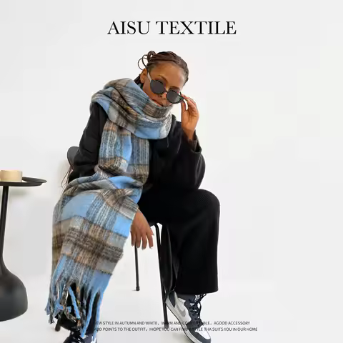 Colorful Seahorse Fur Plaid Scarf Men Women Winter Warm Scarf Thick Seahorse Fur Scarf Tassel Shawl Sjaal Sciarpa 4w933