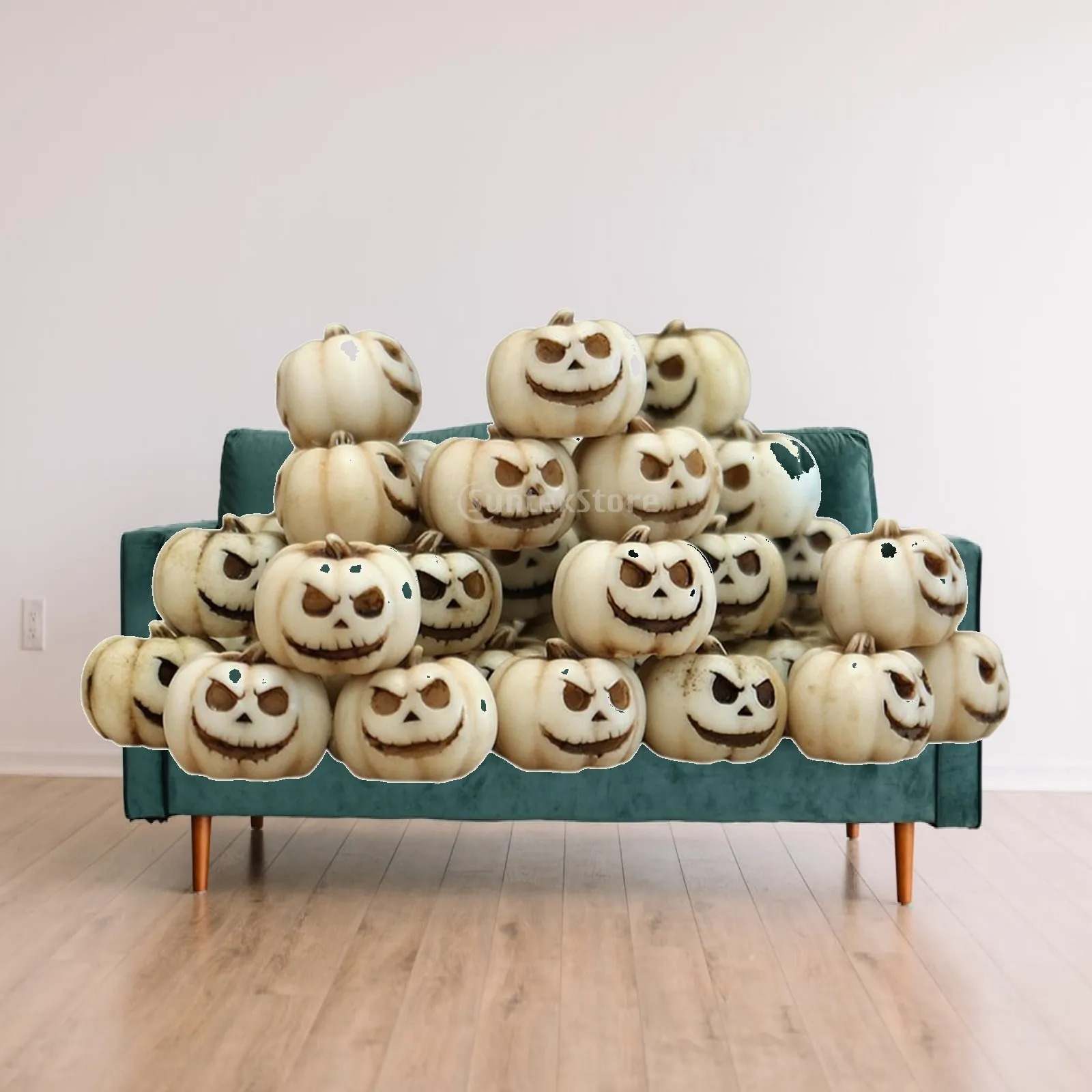 20 Pieces Resin Pumpkin Accents Artificial Jack-O'-Lantern Figurines Miniature Pumpkins Weather-Resistant for DIY Crafters