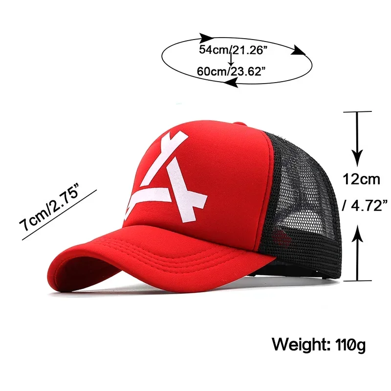 Embossed Triangle Mesh Baseball Caps Women Breathable Mesh Snapback Hats Red Black Casual Sport Hats Cap Unisex Men Fishing