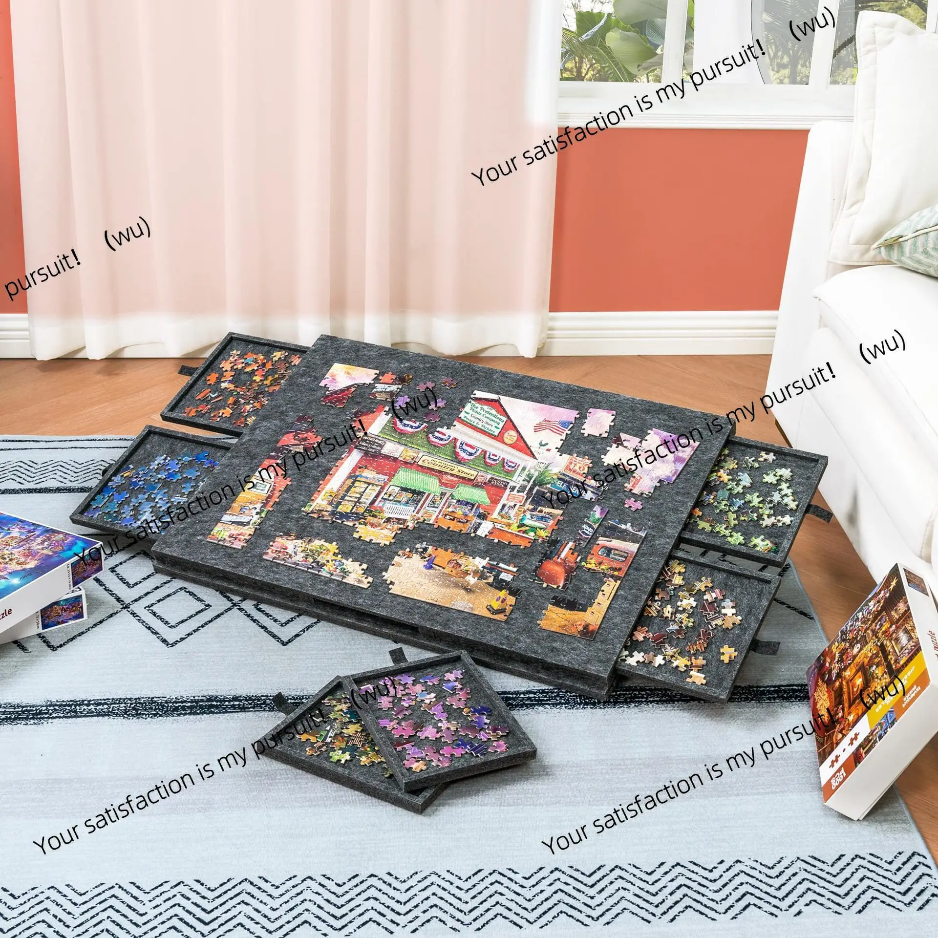 

NEW Puzzle Table with Stand Cover 6 Drawer Portable Puzzle Table Puzzle Board Puzzle Sorting Board, can hold 1000 pieces