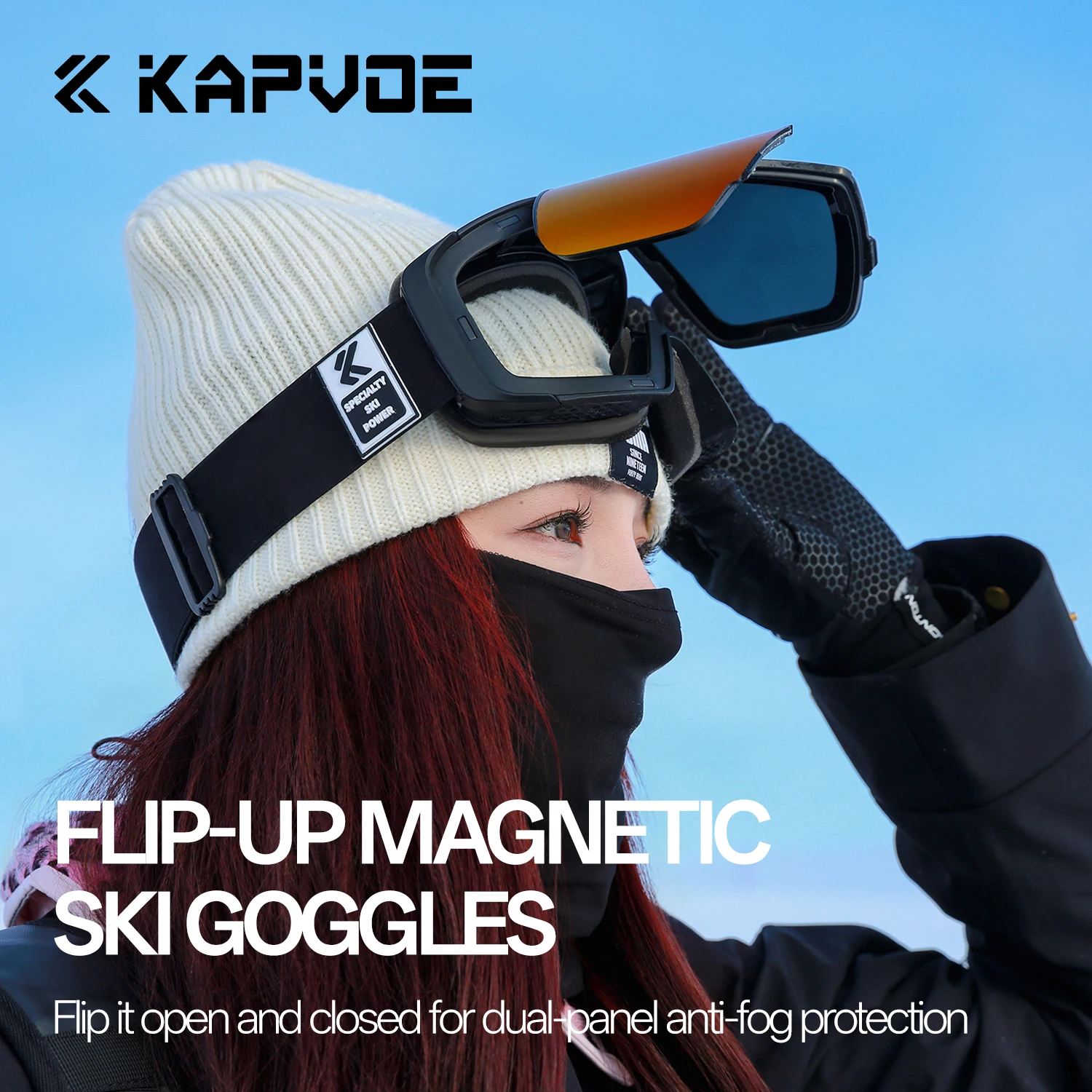 Kapvoe Outdoor Photochromic Snow Goggles Ski Goggles Snowmobile Snowboard Anti-Fog Mask Women UV400 Sports Protective Glasses