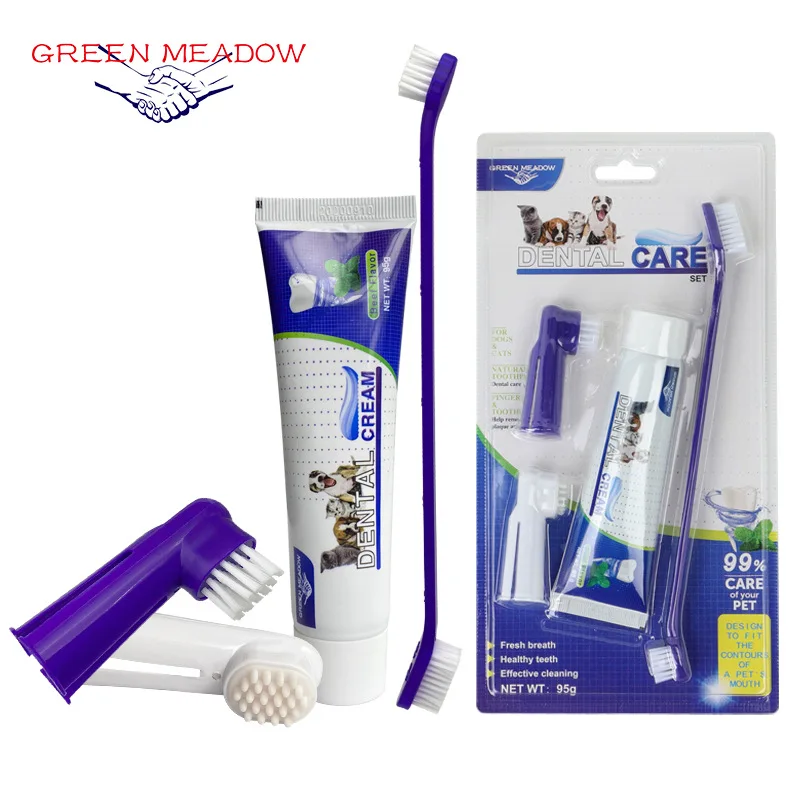 Pet toothpaste, toothbrush, dog and cat, tooth cleaning, dog and cat finger cover, kitten and puppy disposable toothbrush