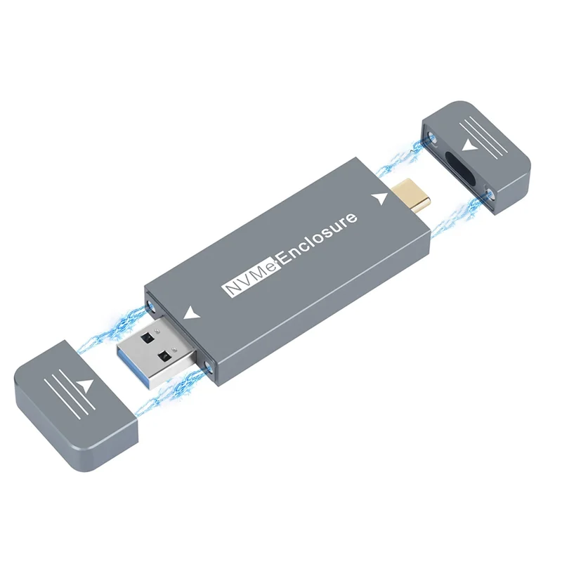 NVME SSD Enclosure M.2 Nvme Enclosure USB-A Plug USB 3.210Gbps In-Line 2230 SSD Case dengan Magnet
