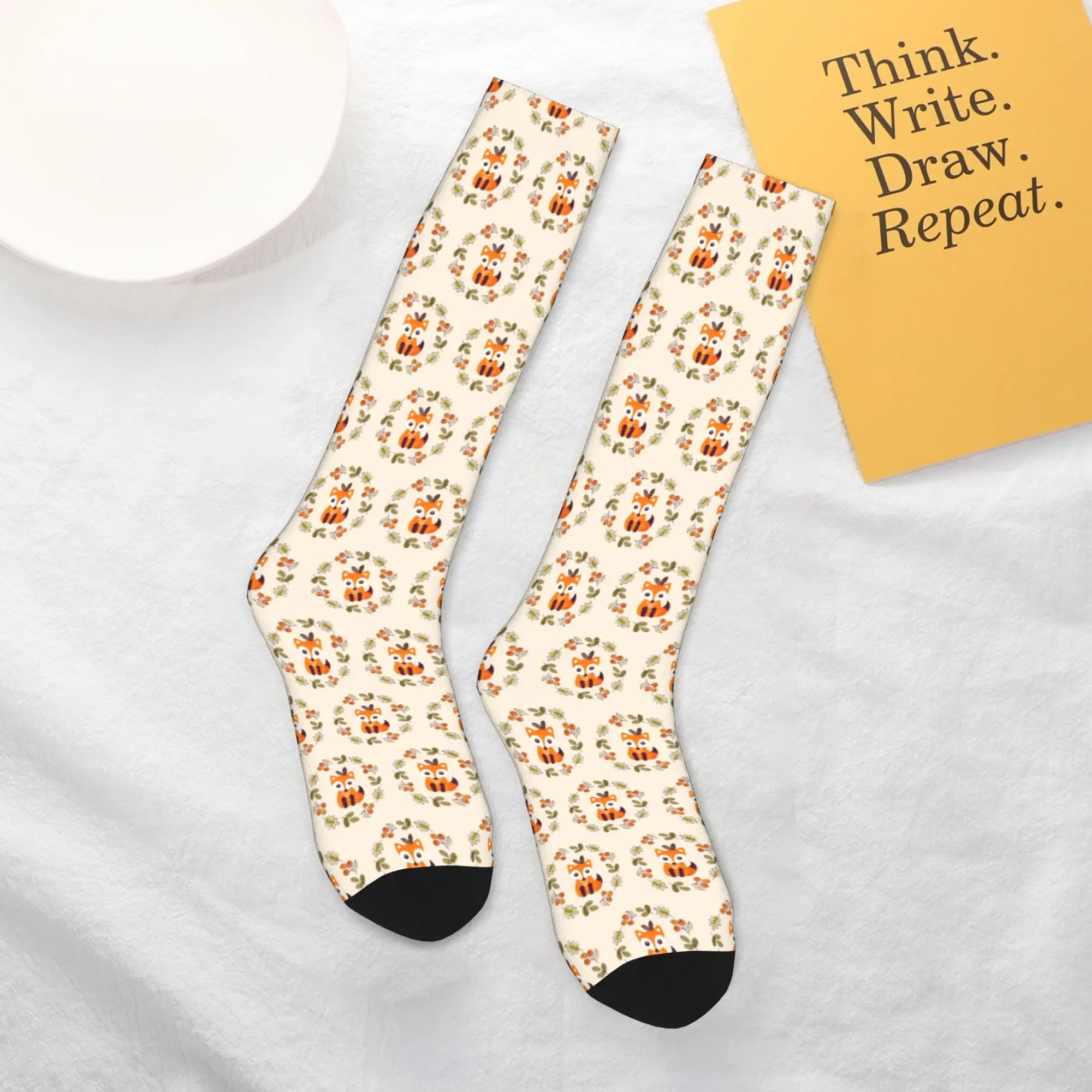 

Всесезонные чулки для экипажа Little Fox с осенними ягодами, носки в стиле Харадзюку, повседневные длинные носки в стиле хип-хоп, аксессуары для мужчин и женщин