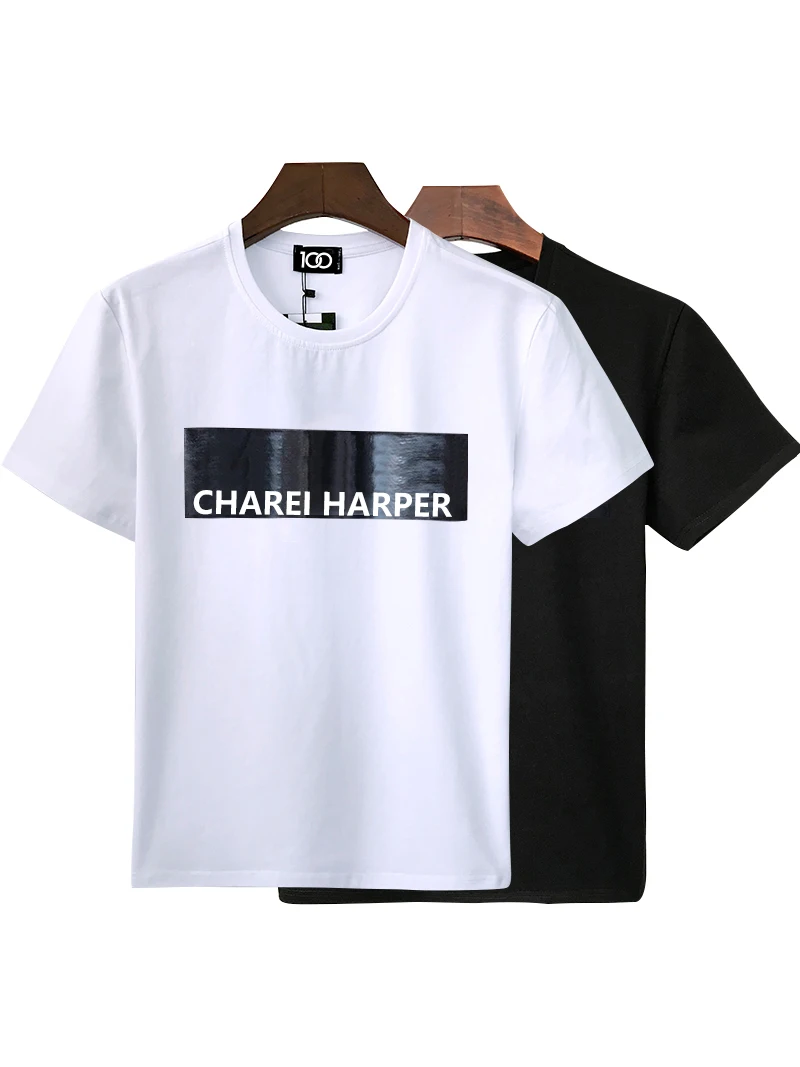 Charei harper dsq DT868 cotton men\'s short sleeve T-shirt Italy design letter spray print fashion Milan trend fashion casual top