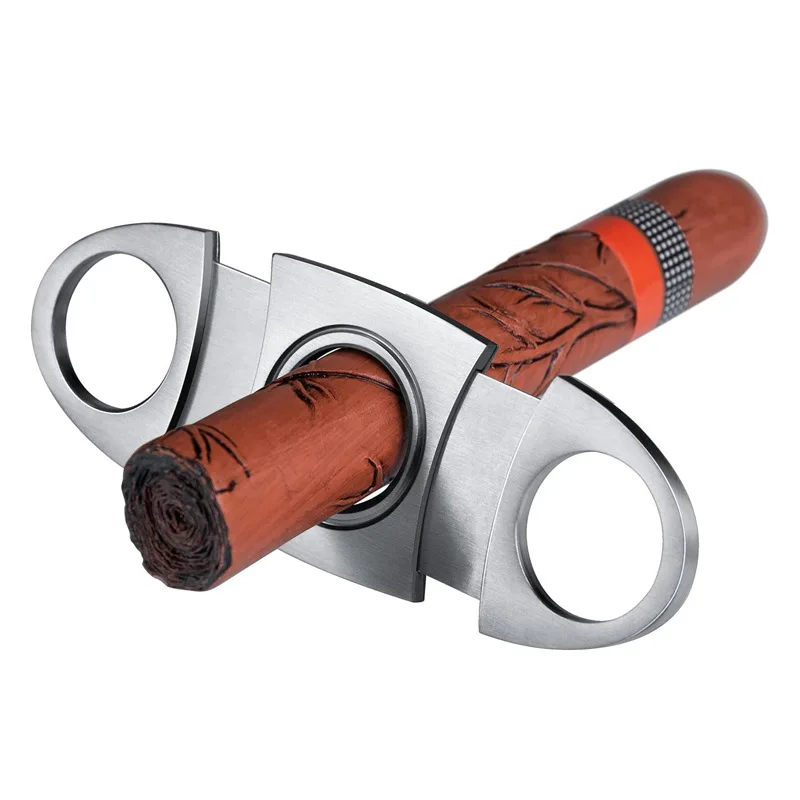

Stainless Steel Cigar Cutter Smoke Accessories Gift for Man Cigarette Case Tuxedo Guillotine Cutters Knife Luxury Set Scissors-