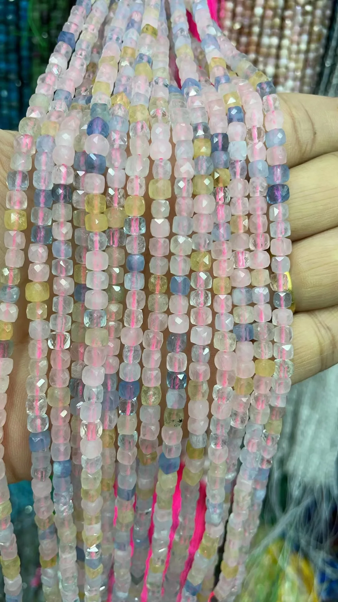 Natural Morganite Faceted 4x4mm length dagree39cm