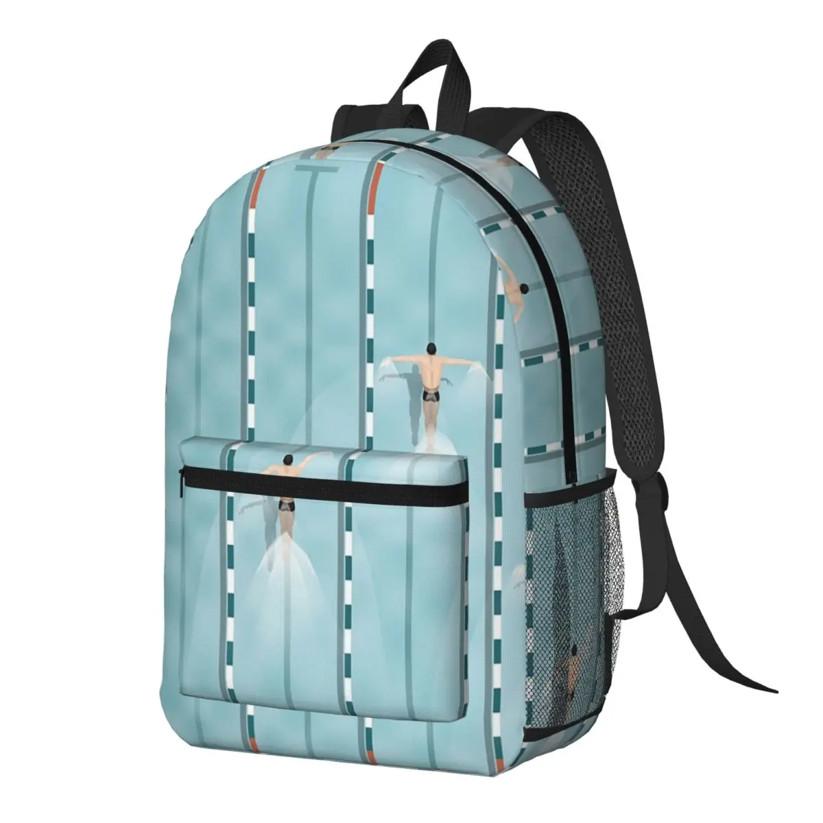 

Cartoon Swimming Pool Swimmers Backpack Daypack Large Capacity Children BookBag School Bag Shoulder Bags for Men Women