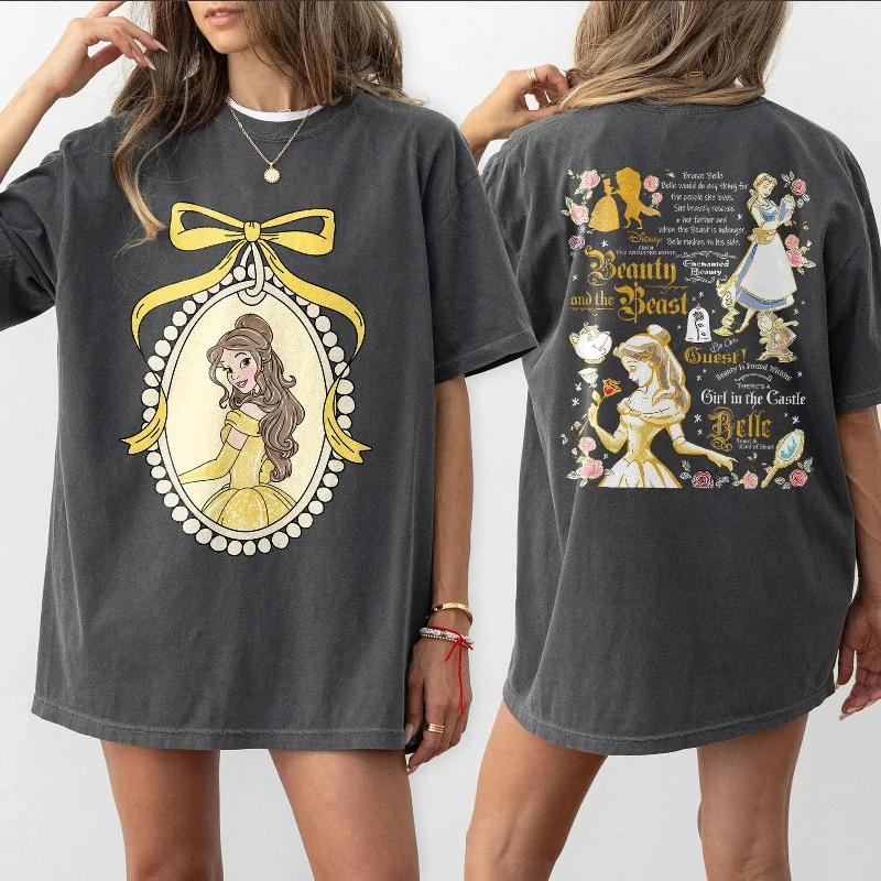 Camiseta Retro Disney Belle Comfort Faben Prince de Disney para mujer, novedad de verano Y2K, vestido Extra grande para parejas para hombres y mujeres