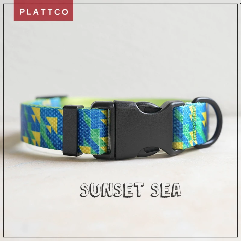 PLATTCO unique dog collar SUNSET SEA with high quality and environmentally friendly zinc alloy and plastic buckle 5 sizes PDC309