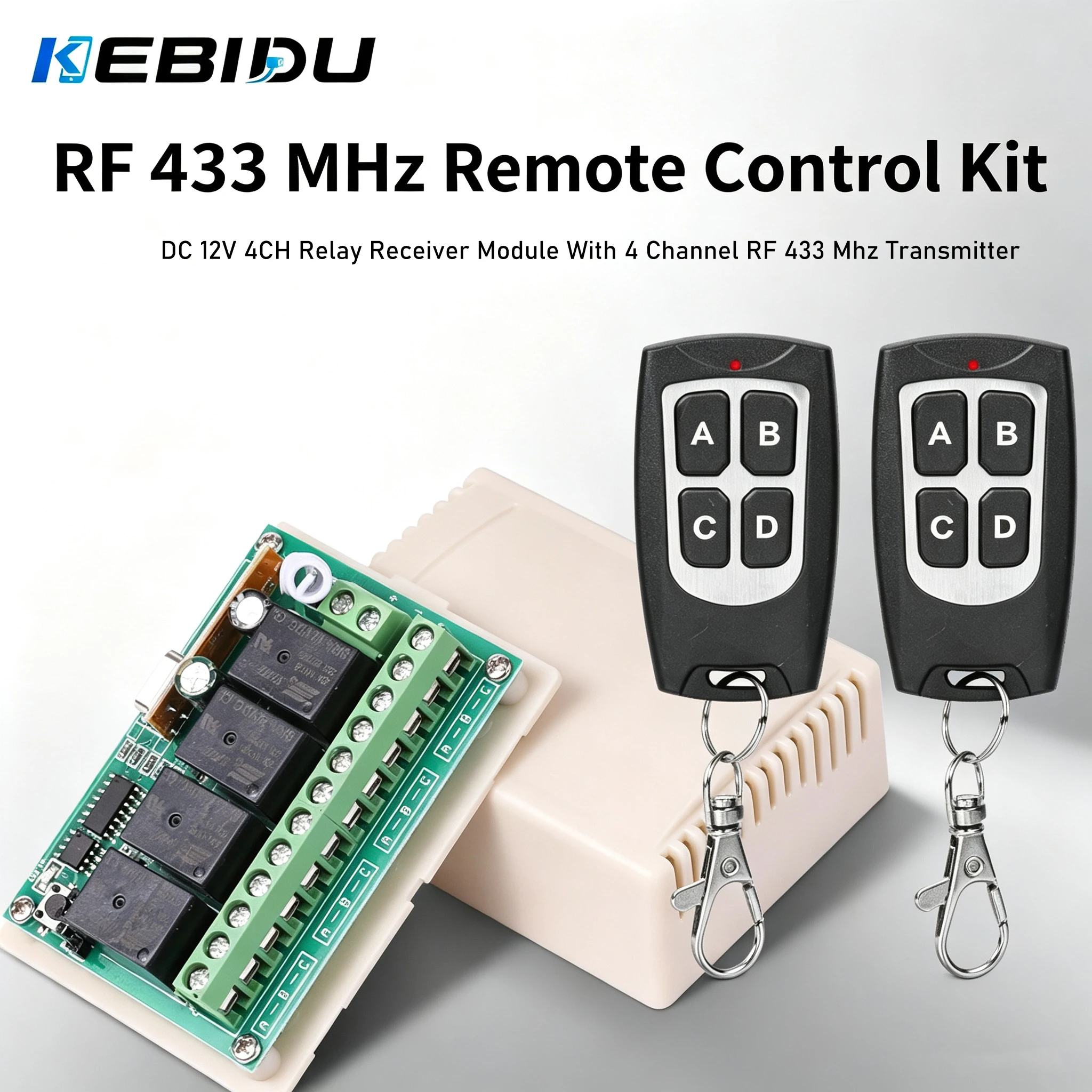 KEBIDU Wireless Remote Control Switch DC 12V 4CH Relay Receiver Module With 4 Channel RF 433 Mhz Transmitter Electronic Lock