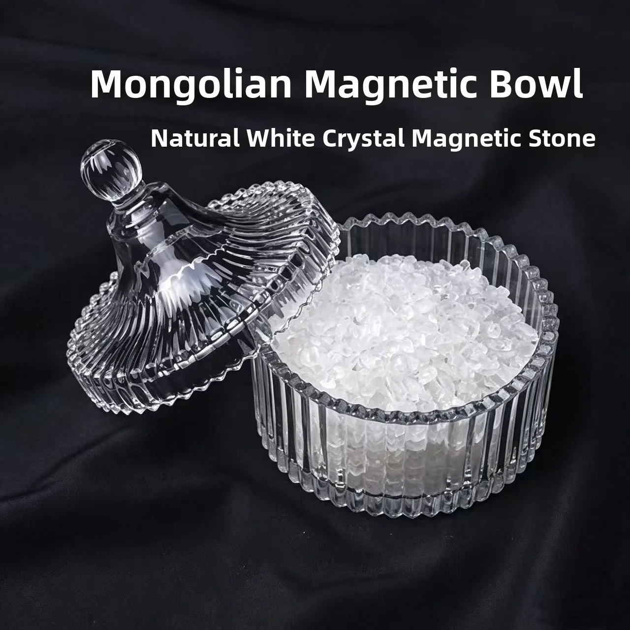

Natural Crystal Purification Desmagnetic Bowl Ornament White Crystal Pebble Glass Bowl Jewelry Storage Box Decorative Item
