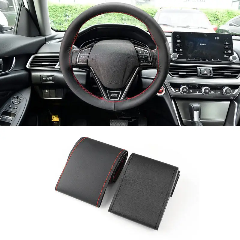 Universal 42cm 45cm 47cm 50cm Hand-stitched Microfiber Leather Trim Car Steering Wheel Braid Cover with Needles And Thread Kits