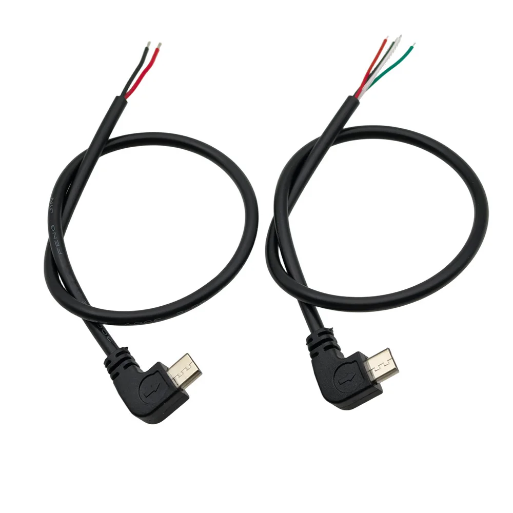 Micro USB Male Plug 2/4 Pin 90 Degrees Right Angle Connector to Bare Wire Open End Power Cord 5V Micro USB DIY Repair Cable 30CM