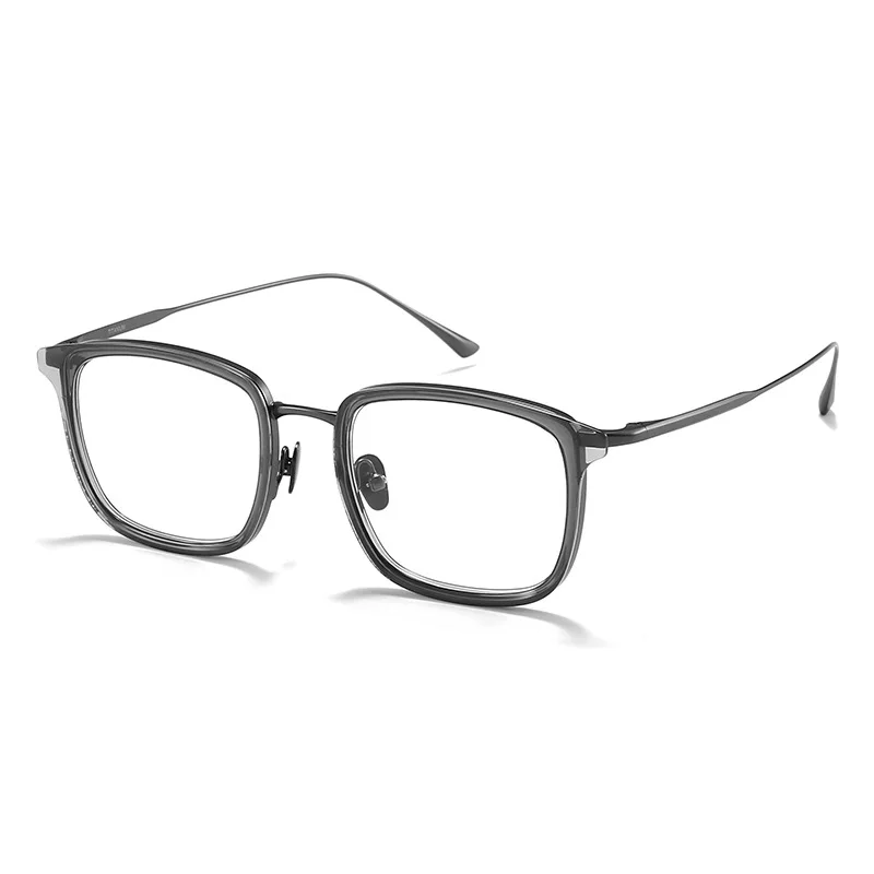 Large Frame Square Glasses for Big Face, Premium Pure Titanium Frame - Ultra Lightweight, Full Rim Matte Black Trendy Style