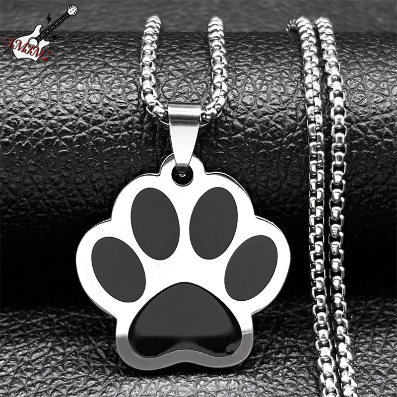 Punk Dog Paw Pendant Necklace for Women Men Stainless Steel Gold Silver Color Animal Puppy Claw Chain Jewelry Colar Masculino