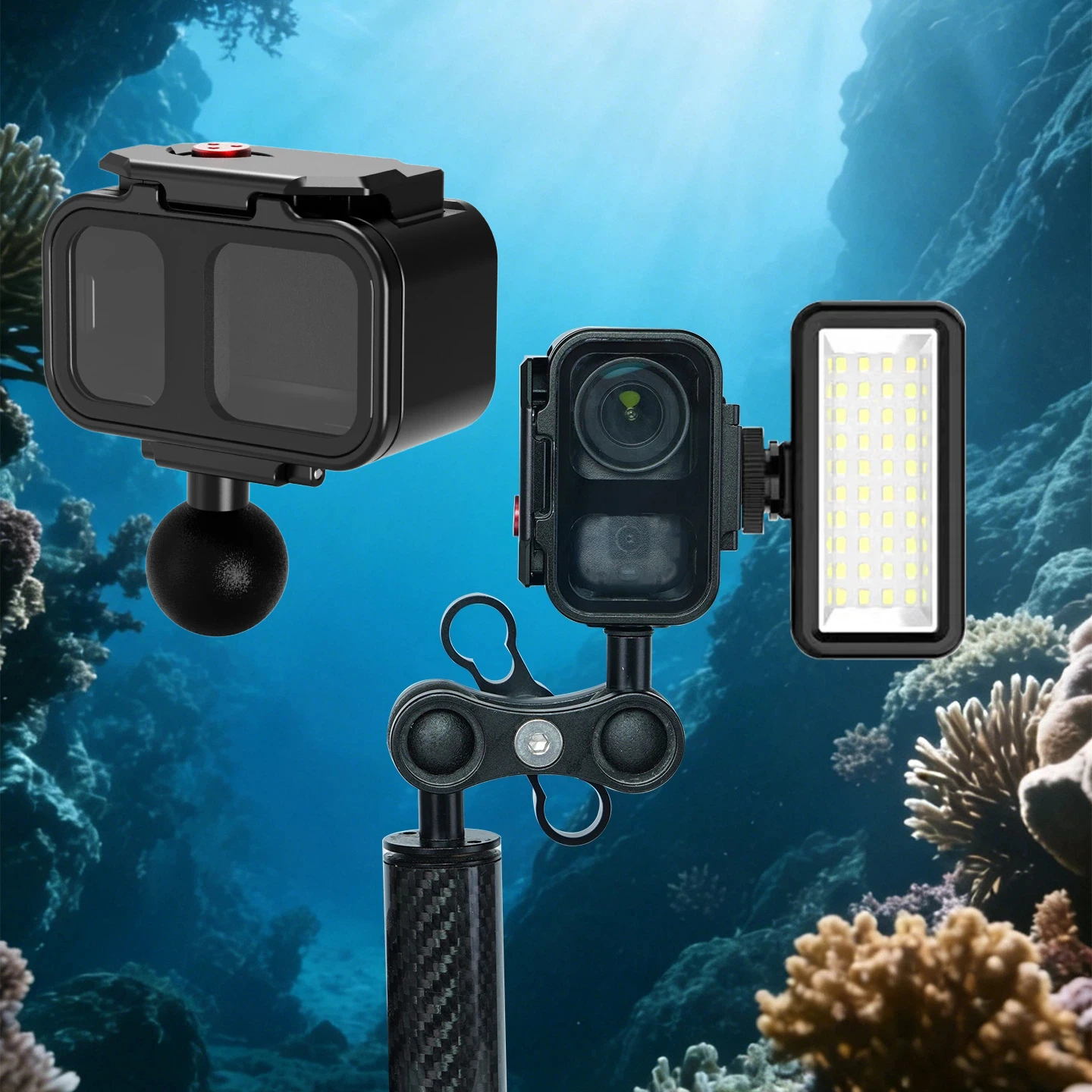 Underwater Diving Case for DJI Osmo Nano Action Camera 80M Depth Cage Cold Shoe Mount Ball Head Tripod Expansion Water Resistant