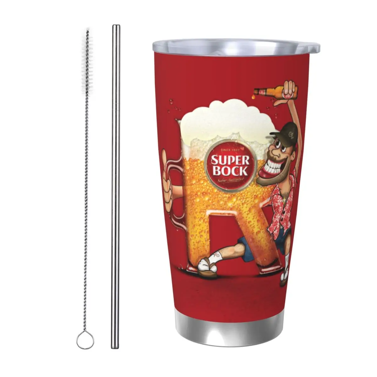 

Стакан Super Bock из нержавеющей стали, кружка с вакуумной изоляцией, термохолодные чашки, соломинки с крышкой, 20 унций