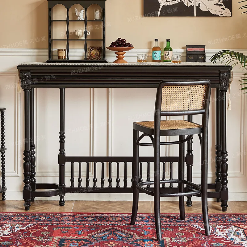 American retro entrance table French engraved bar table medieval long strip against the wall corridor case table