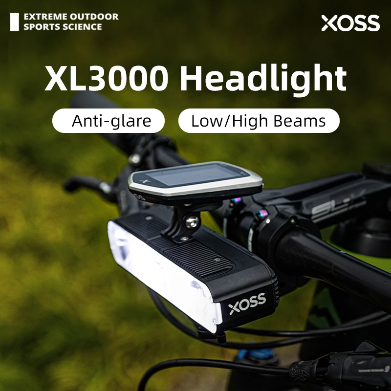 Lanterna Frontal para Bicicleta XOSS 3000Lm XL3000, Super Brilhante, à Prova d'Água, Recarregável via TypeC, 9000mAh