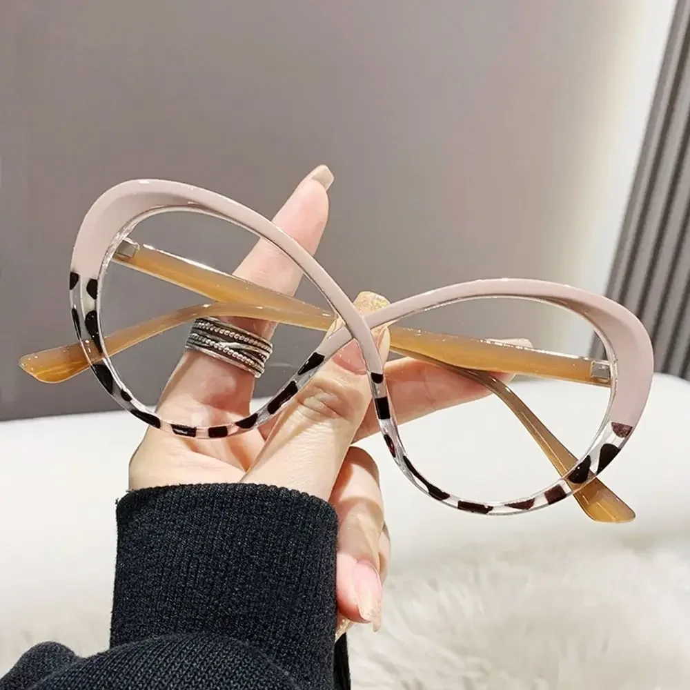 2024 New Curve Design Anti-Blue Light Glasses Women Oversized Optical Frame Eye Protection Eyeglasses Office Computer Goggles