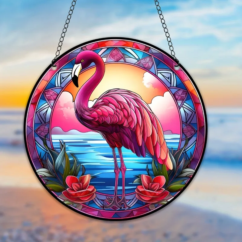 

Flamingos Stained Suncatchers Flamingo Window Hangin' HersOutdoor Stained Window Panel Decorations for Garden Sun CatchIndoor