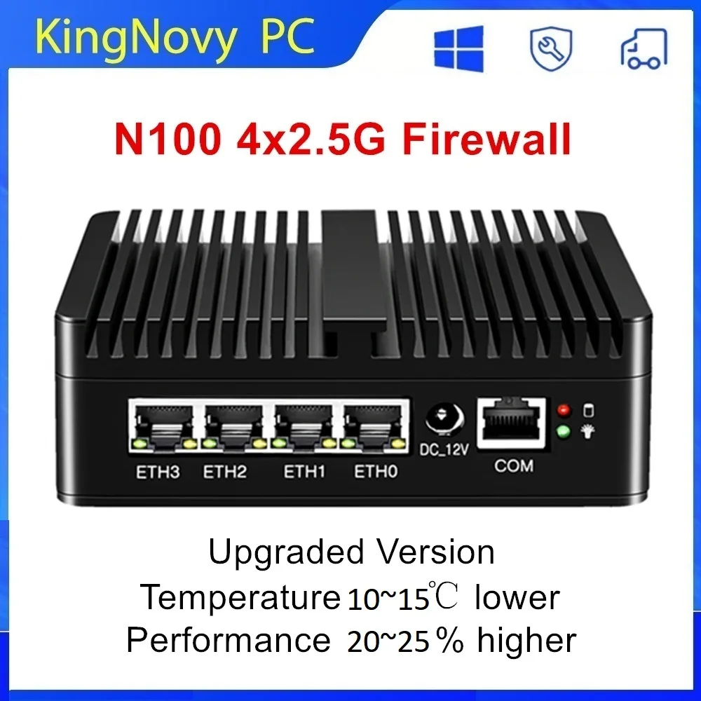 4 LAN Mini PC 12th Gen Intel N100 Fanless Firewall Router i226-V 2.5G Mini Computer N5105 N6000 J4125 NVMe Proxmox pfSense Box