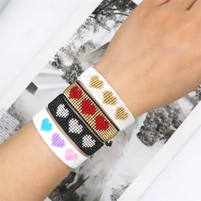 ZHONGVI بساطتها حساسة القلب أساور للنساء 2022 جديد ميوكي الخرزة سوار هدية للتعديل الأساور مجوهرات مودا