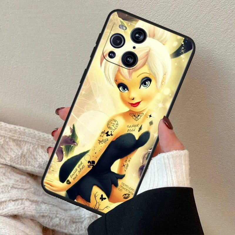 Tinker Bell Disney Princess For OPPO Find X6 X5 X3 X2 F21S F21 Pro Lite Neo Black Silicone Fundas Soft Cover Capa Phone Case